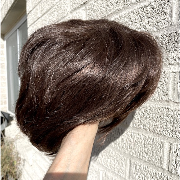 NWT 9” short brown wig natural brown men’s wig short layered tapered DP - Picture 4 of 11